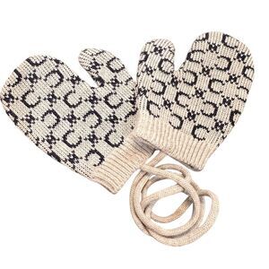 Kids' Celine Navy And Grey Knit Mittens